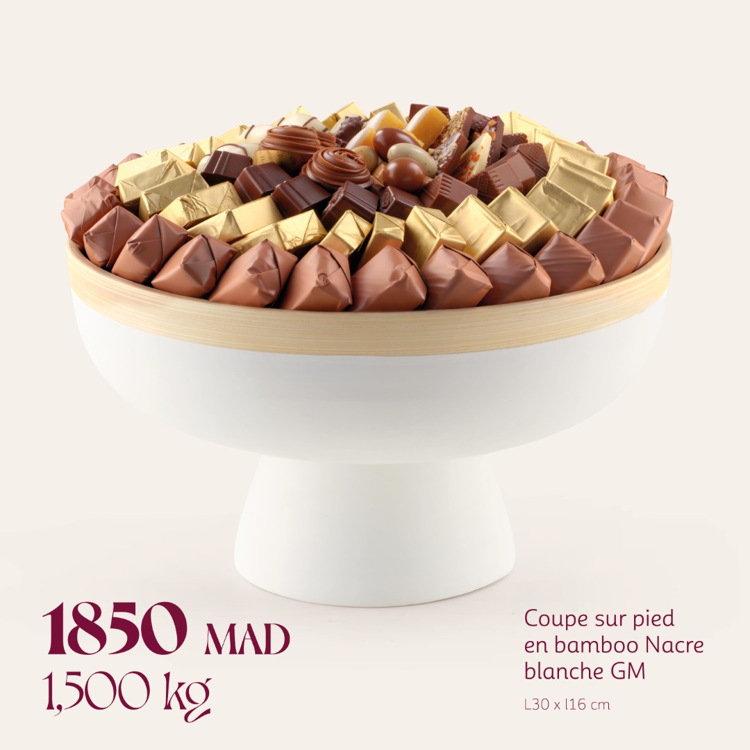 Coupe sur pied en bamboo Nacre blanche